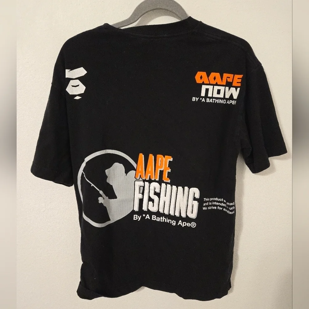 AAPE by A Bathing Ape Black 'AAPE Universe' T Shirt Mens Size Small Authentic